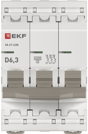 Автоматический выключатель ВА 47-63N 3P 6,3А (D) 4,5 кА PROXIMA EKF