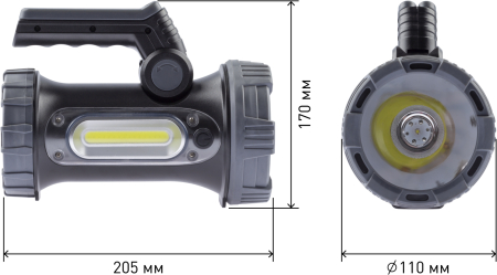 Фонарь PA-703  ЭРА прожекторный [10W SMD+ боковой COB, литиевый акк 3000мАч/ 3,7V, IP65, microUSB, к