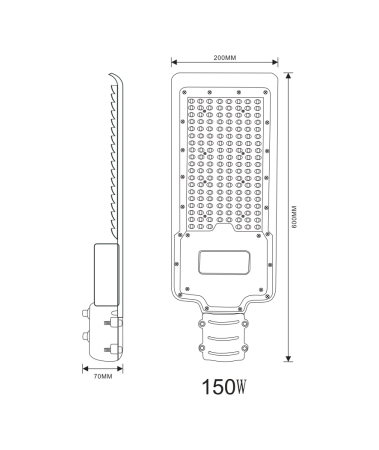 SPP-502-0-50K-200  Уличный светильник ЭРА SPP-502-0-50K-200 200Вт 5000К 20000Лм IP65 КСС "Ш-с" IC-SMD 48-60мм полный раструб