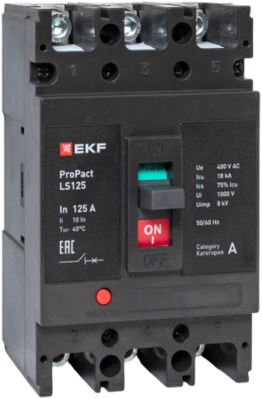 Автоматический выключатель LS125 18кА 3P 125А ProPact EKF