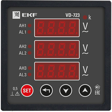 VD-723 Вольтметр цифровой на панель (72х72) трехфазный EKF PROxima
