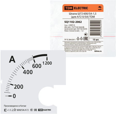 Шкала Ш72  600/5А-1,5 (для А72 Х/5А) TDM