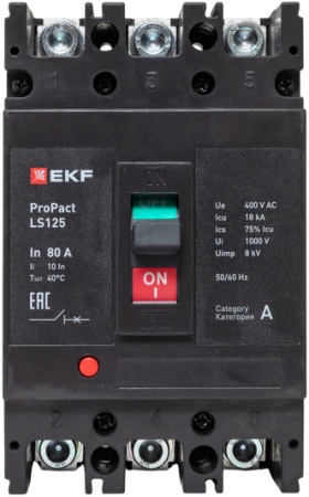 Автоматический выключатель LS125 18кА 3P 80А ProPact EKF