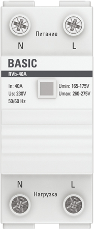 Реле напряжения (сквозное подкл.) RVb-40A EKF Basic