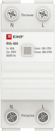 Реле напряжения (сквозное подкл.) RVb-40A EKF Basic