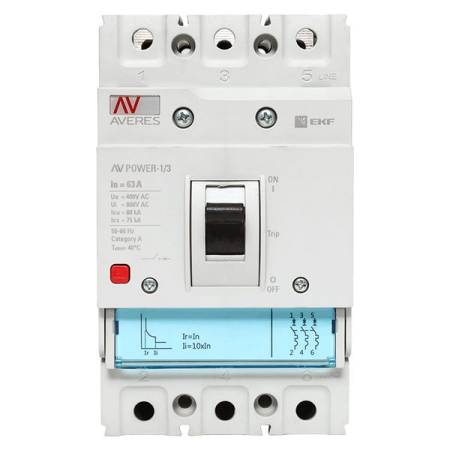 Автоматический выключатель AV POWER-1/3  63А 80kA TR EKF AVERES